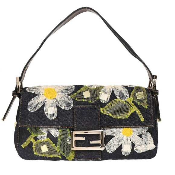 Fendi Navy Denim Baguette Handbag 2372-26424-01-* 195790 - Picture 1 of 9